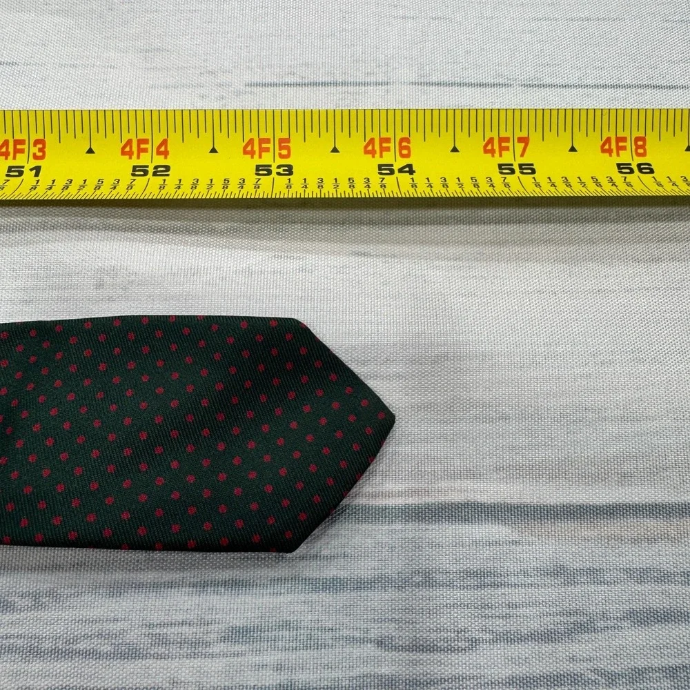 VTG Brooks‎ Brothers Makers Silk Neck Tie Green Red Dots England Mens